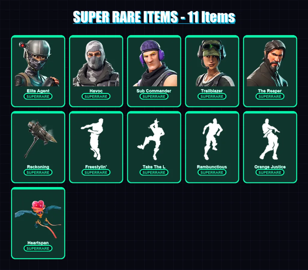 [PC/XBOX/PSN] | Elite Agent | Havoc | Sub Commander | Trailblazer | The Reaper | 57 skin | 53 pickaxe | 71 emote | 68 glider | Lv860