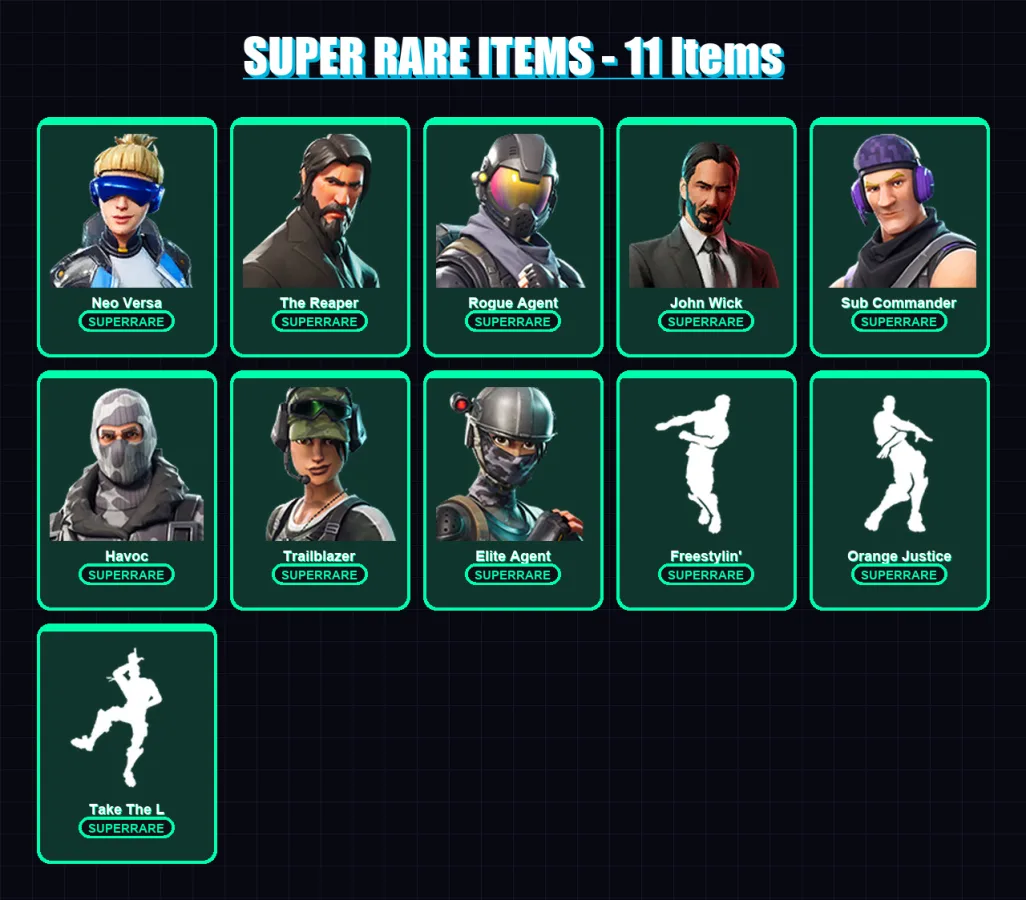 [SWITCH/XBOX/PSN/PC] | Neo Versa | The Reaper | Rogue Agent | John Wick | Sub Commander | 31 skin | 15 pickaxe | 29 emote | 21 glider | Lv325 — Fortnite account