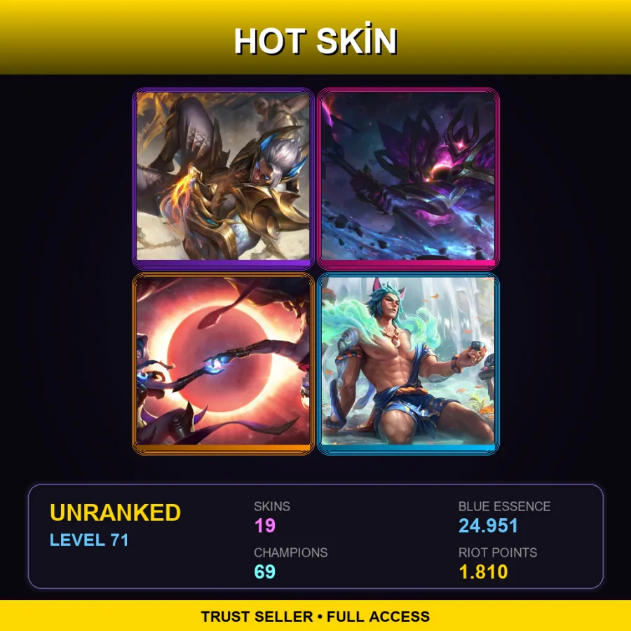NA | Lv71 | Unranked | 19 Skin | 69 Champ
