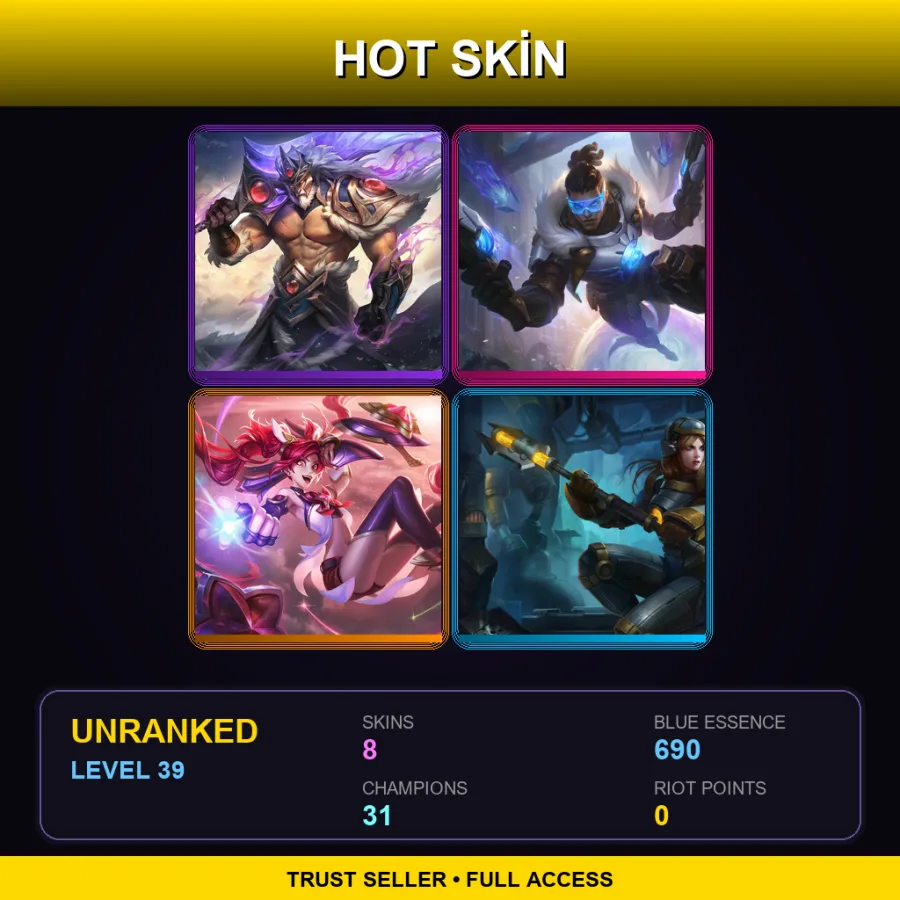 BR | Lv39 | Unranked | 8 Skin | 31 Champ — LoL account
