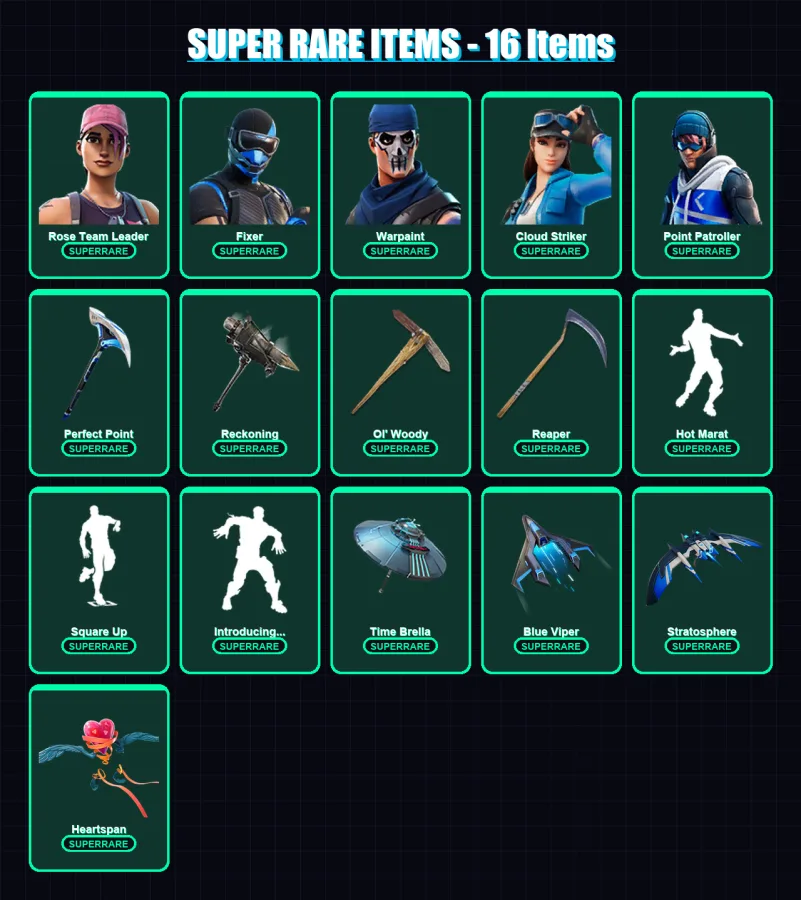 [PC/XBOX] | Rose Team Leader | Fixer | Warpaint | Cloud Striker | Point Patroller | 149 skin | 146 pickaxe | 139 emote | 143 glider | Lv1974