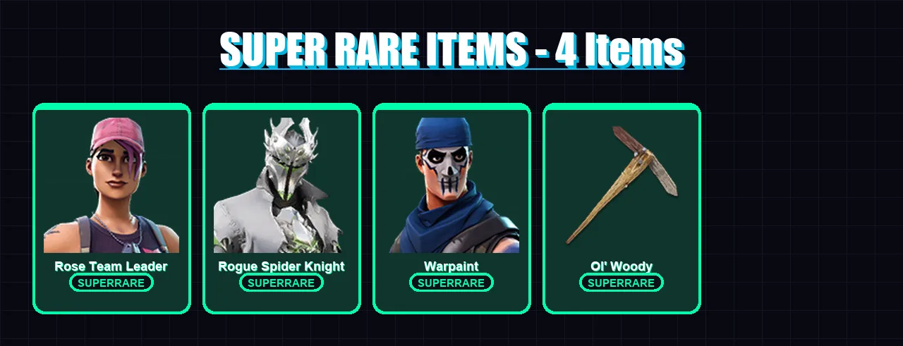 [PC/PSN] | Rose Team Leader | Rogue Spider Knight | Warpaint | Fusion | Fade | 49 skin | 99 pickaxe | 70 emote | 65 glider | Lv1299