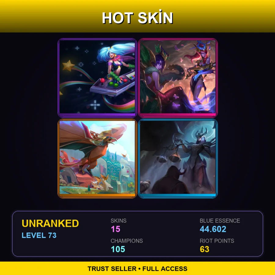 EUW | Lv73 | Unranked | 15 Skin | 105 Champ — LoL account