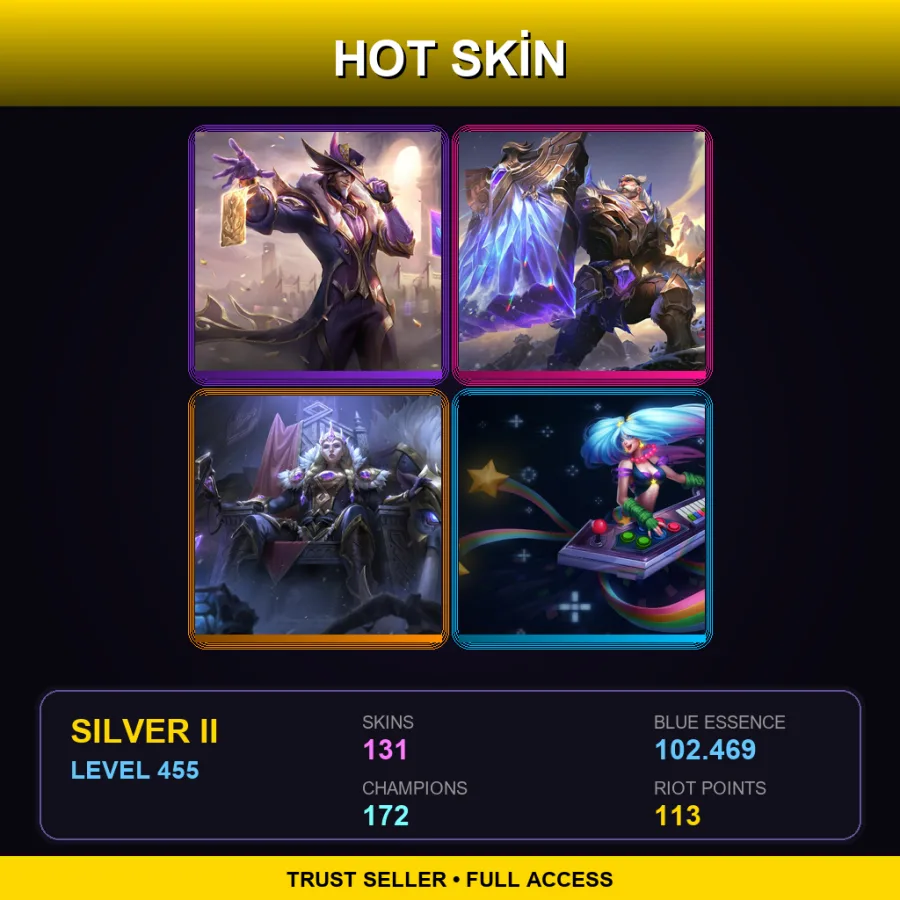 LAS | Lv455 | Silver II | 131 Skin | 172 Champ