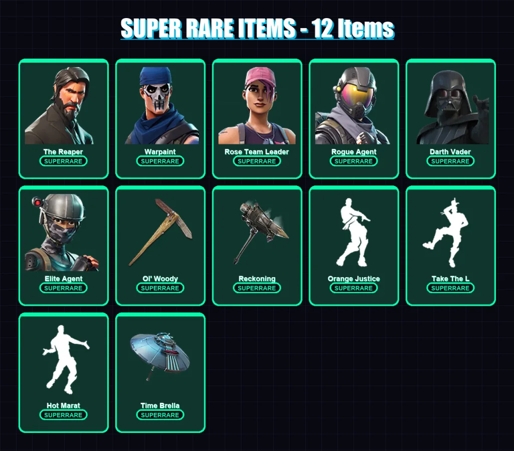 [PC/XBOX/PSN] | The Reaper | Warpaint | Rose Team Leader | Rogue Agent | Darth Vader | 87 skin | 72 pickaxe | 104 emote | 78 glider | Lv933 — Fortnite account