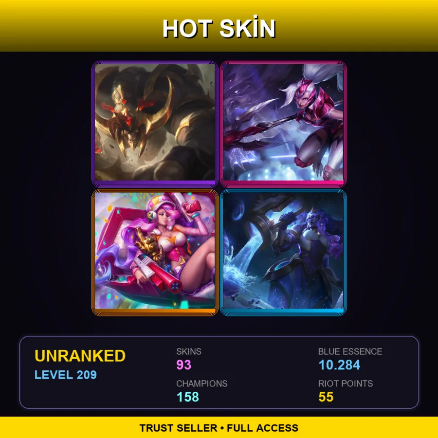 ME | Lv209 | Unranked | 93 Skin | 158 Champ — Unranked / Smurf League of Legends