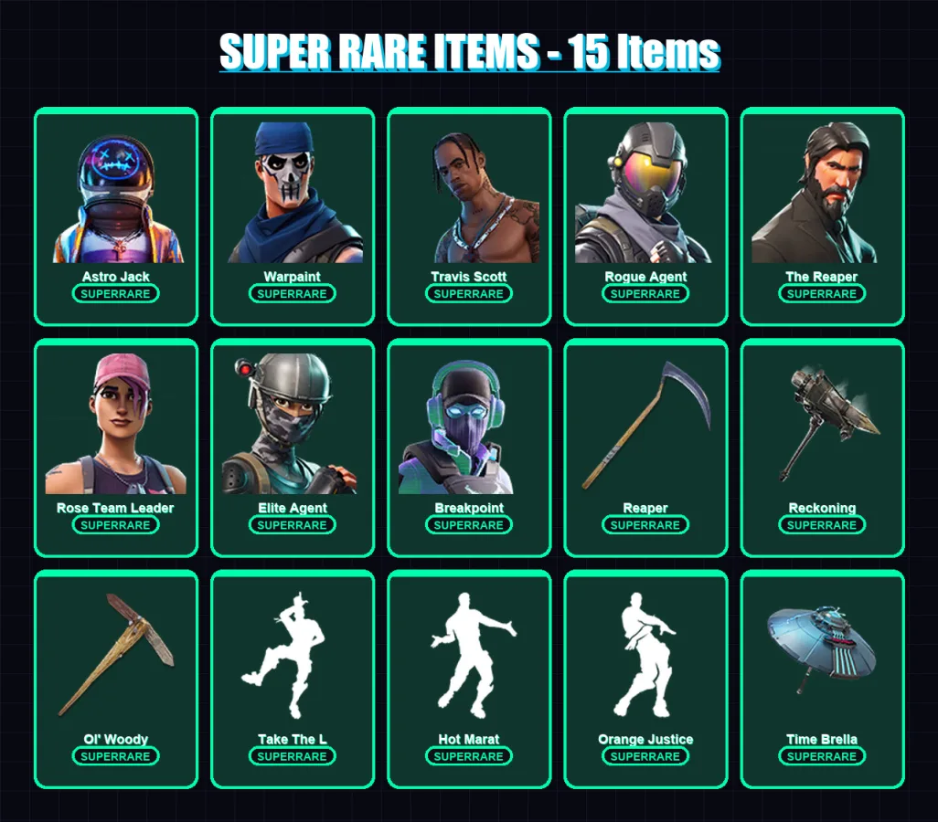 [PC/PSN] | Astro Jack | Warpaint | Travis Scott | Rogue Agent | The Reaper | 159 skin | 198 pickaxe | 181 emote | 175 glider | Lv2263