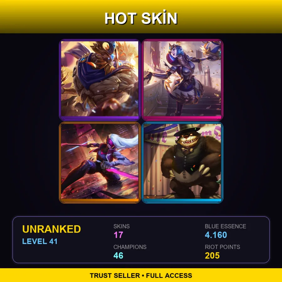 NA | Lv41 | Unranked | 17 Skin | 46 Champ