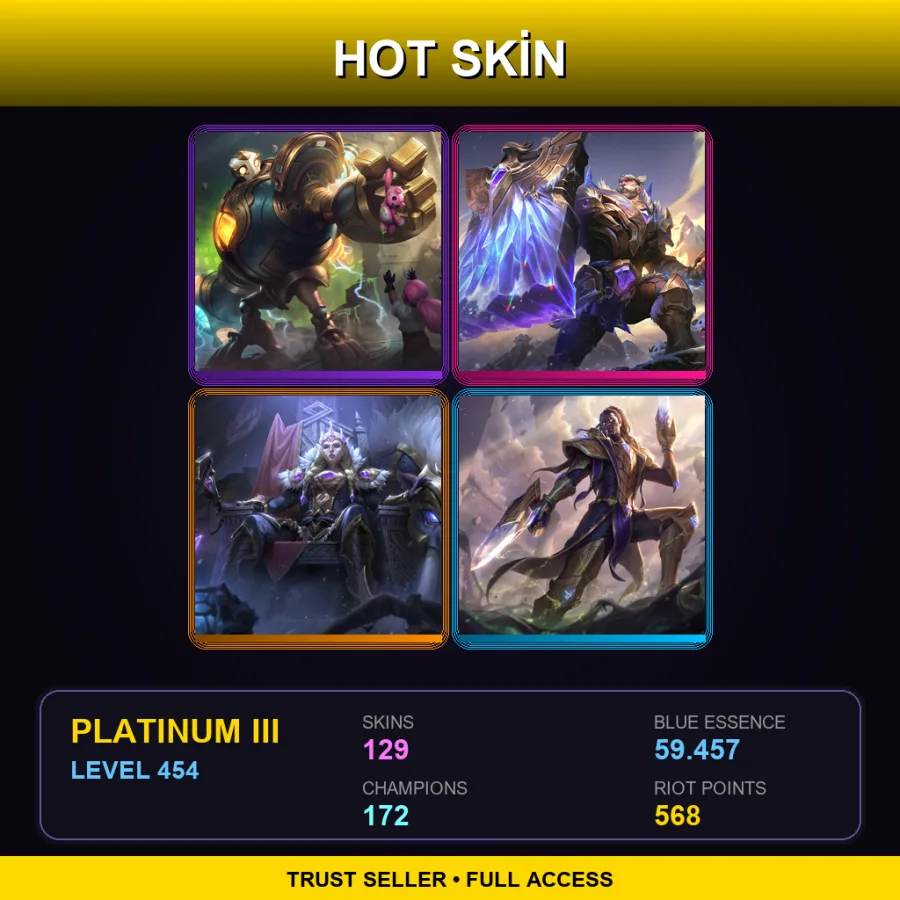 LAS | Lv454 | Platinum III | 129 Skin | 172 Champ