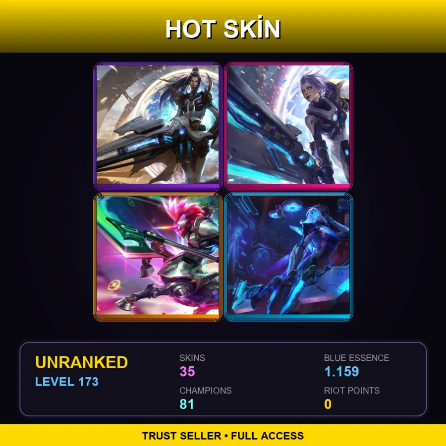LAN | Lv173 | Unranked | 35 Skin | 81 Champ — LoL account