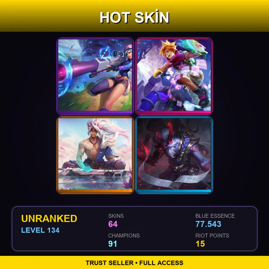 TR | Lv134 | Unranked | 64 Skin | 91 Champ