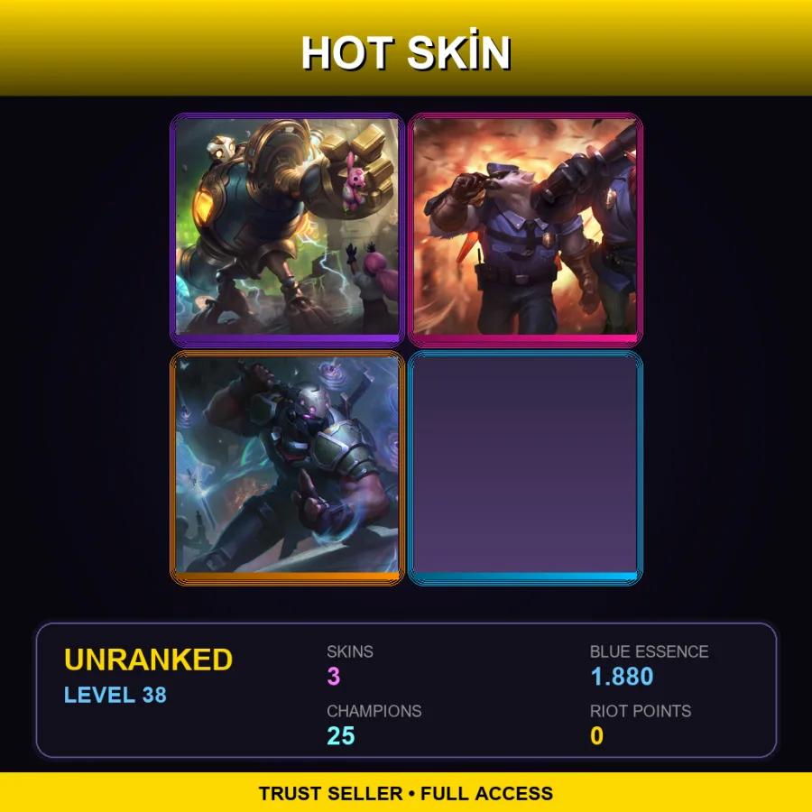 TR | Lv38 | Unranked | 3 Skin | 25 Champ