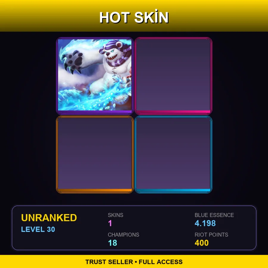 OCE | Lv30 | Unranked | 1 Skin | 18 Champ — Unranked / Smurf League of Legends