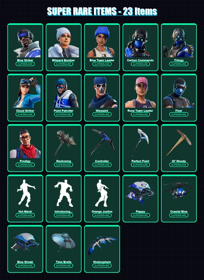 [PS4/PS5/XBOX/PC] | Blue Striker | Blizzard Bomber | Blue Team Leader | 113 skin | Lv1961 — Fortnite account