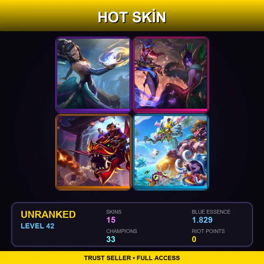 EUNE | Lv42 | Unranked | 15 Skin | 33 Champ
