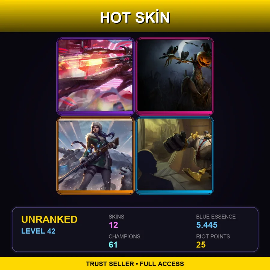 NA | Lv42 | Unranked | 12 Skin | 61 Champ