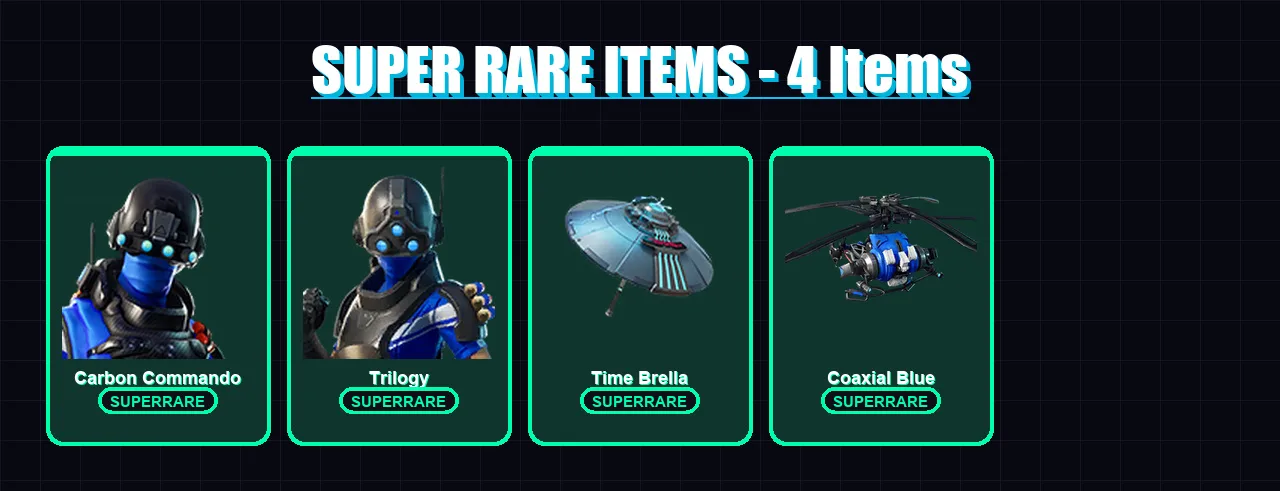 [PS4/PS5/XBOX/PC] | Carbon Commando | Trilogy | Slayer Juice WRLD | Lt. Evergreen | Nolan Chance | 7 skin | 21 pickaxe | 24 emote | 23 glider | Lv44