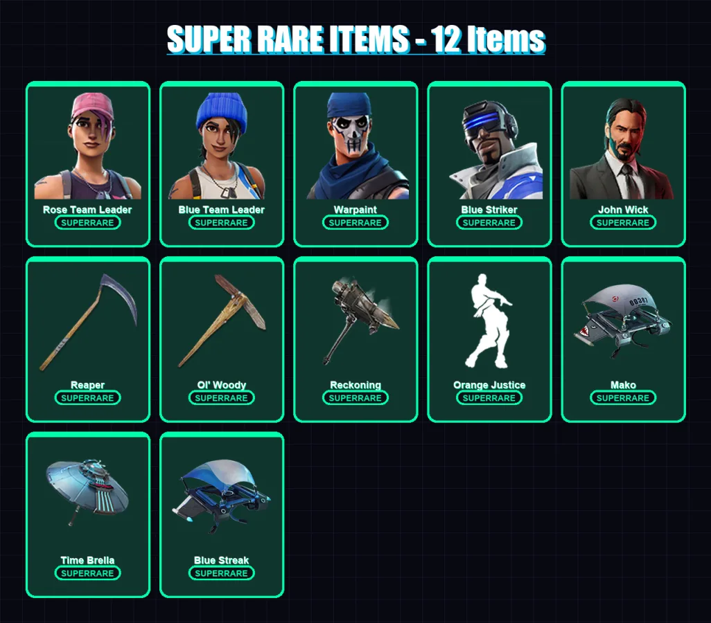 [PS4/PS5/XBOX/PC] | Rose Team Leader | Blue Team Leader | Warpaint | Blue Striker | John Wick | 36 skin | 26 pickaxe | 33 emote | 36 glider | Lv703 — Fortnite account