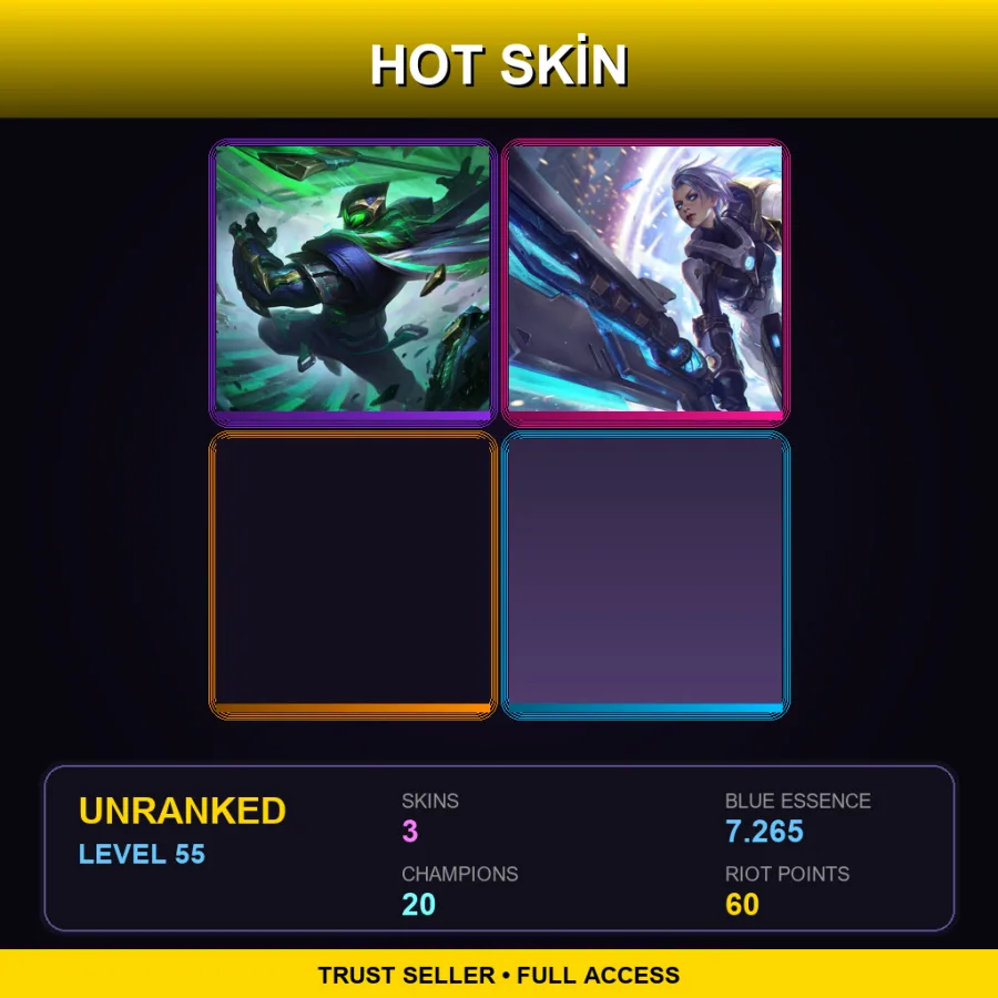 EUNE | Lv55 | Unranked | 3 Skin | 20 Champ