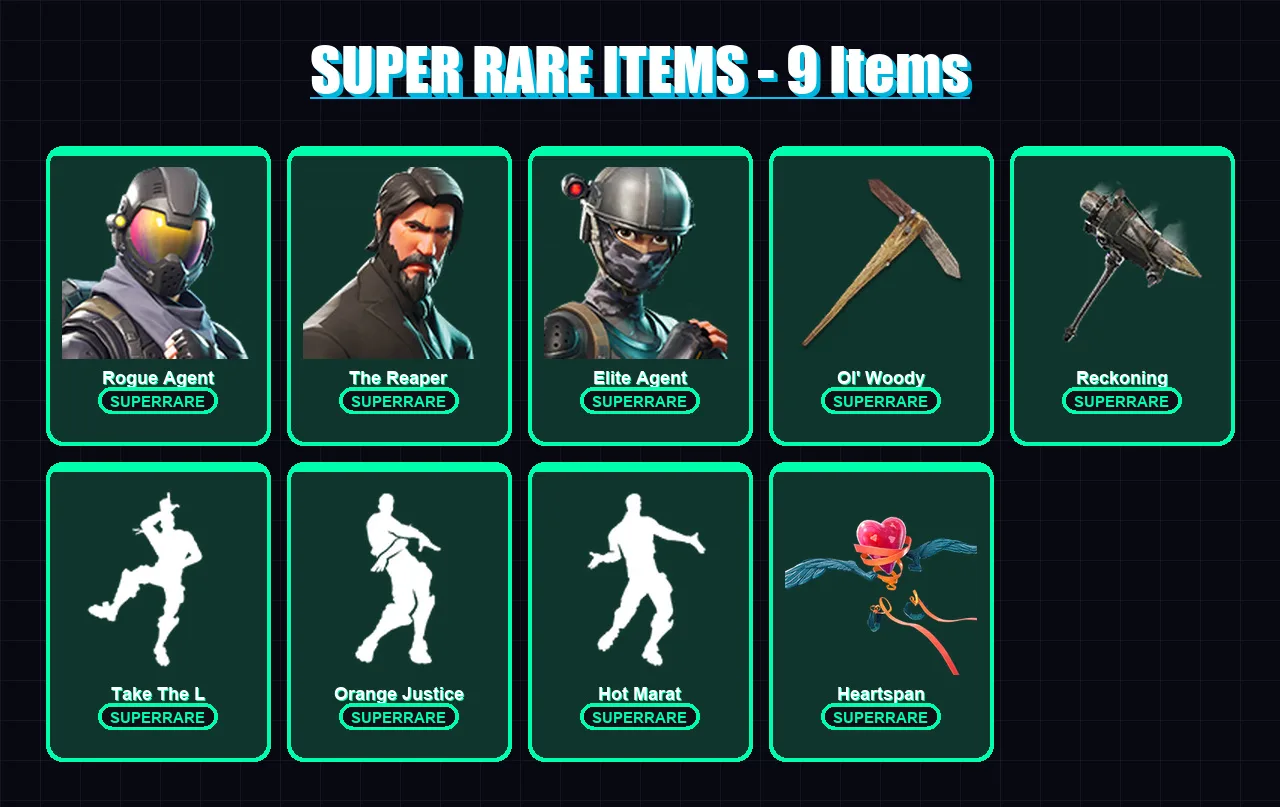 [PS4/PS5/XBOX/PC] | Rogue Agent | The Reaper | Elite Agent | Hybrid | Fusion | 92 skin | 69 pickaxe | 85 emote | 72 glider | Lv944