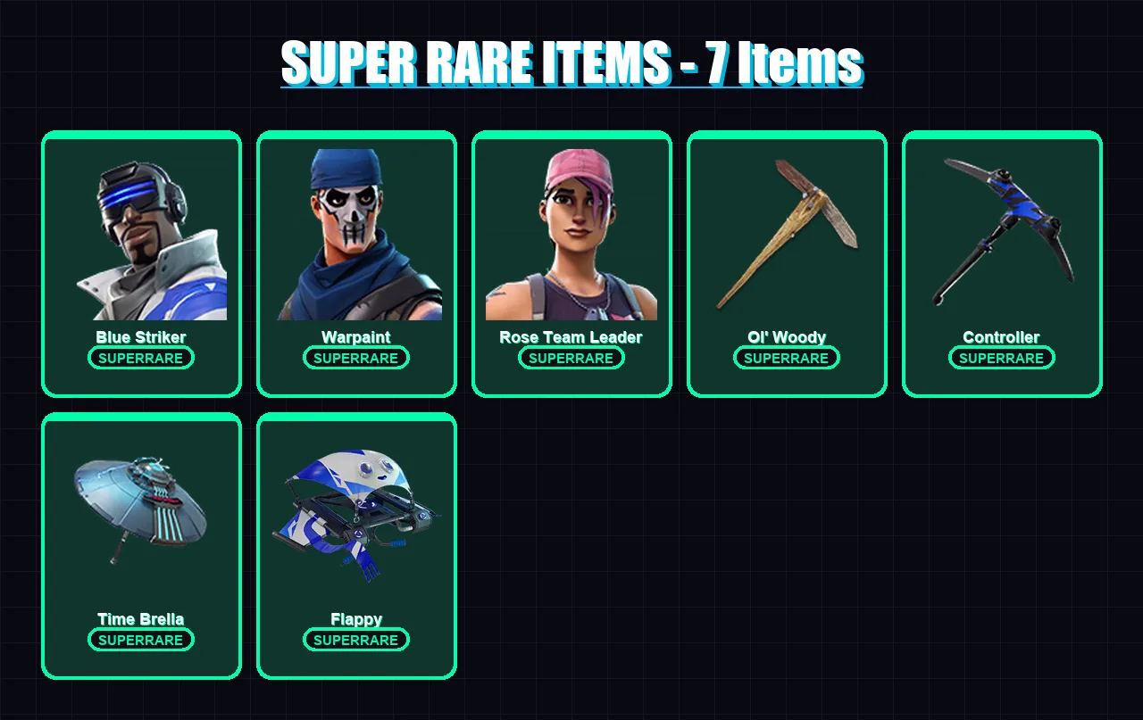 [PC/XBOX] | Blue Striker | Warpaint | Rose Team Leader | Kado Thorne | Mizuki | 73 skin | 86 pickaxe | 71 emote | 79 glider | Lv1022