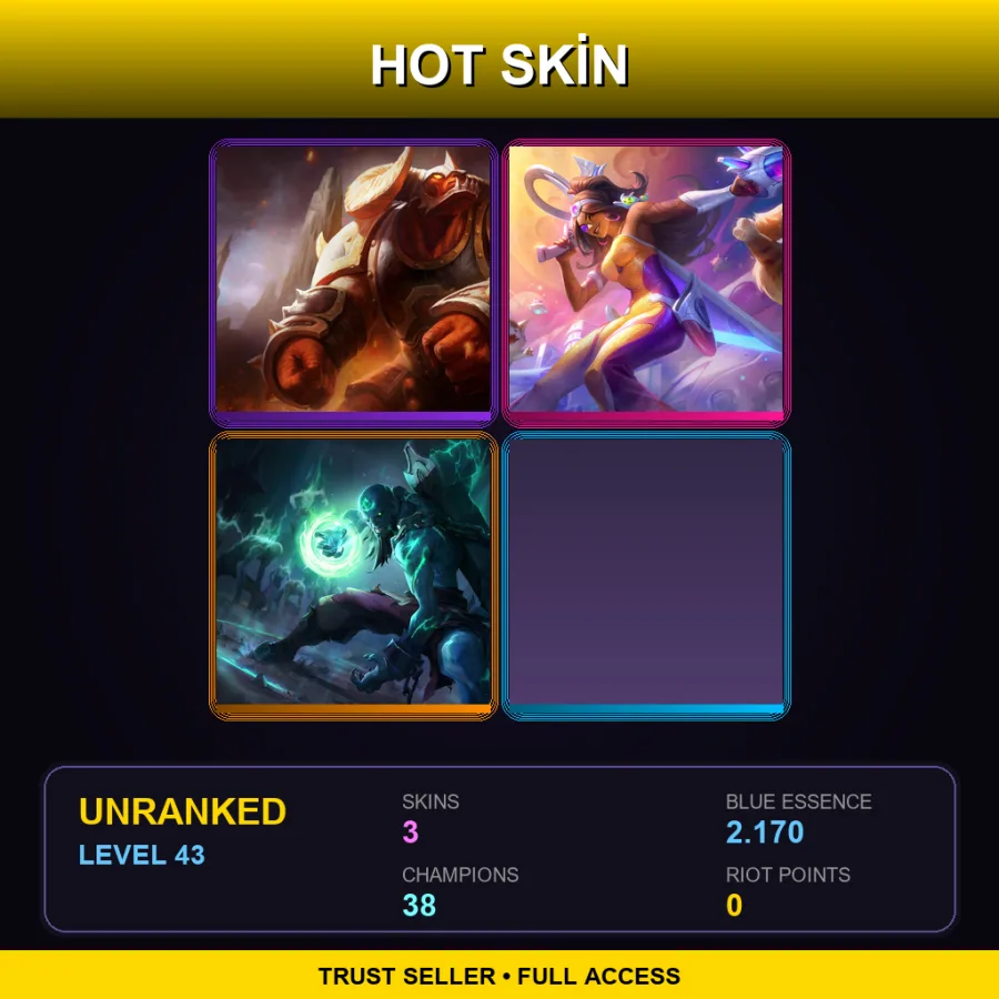 EUW | Infernal Alistar | Space Groove Samira | Zombie Ryze | 3 Skin | 38 Champ | Lv43