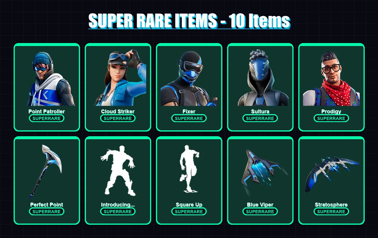 [PC/XBOX] | Point Patroller | Cloud Striker | Fixer | Sultura | Prodigy | 24 skin | 59 pickaxe | 39 emote | 39 glider | Lv556