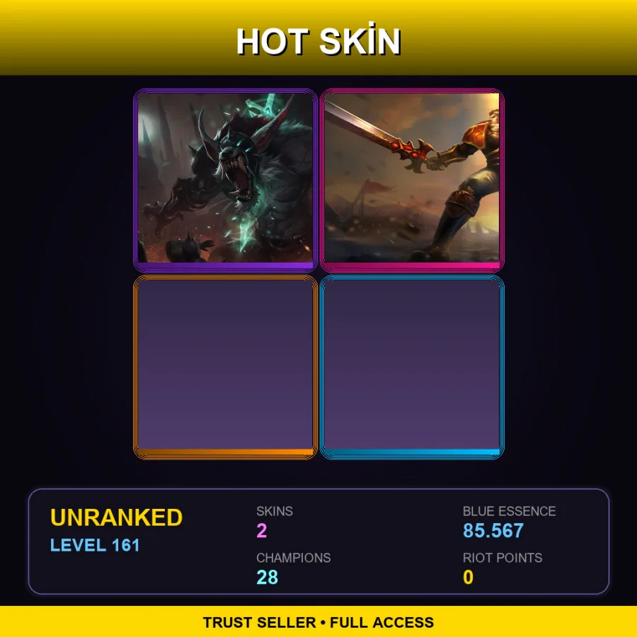 LAS | Lv161 | Unranked | 2 Skin | 28 Champ — LoL account