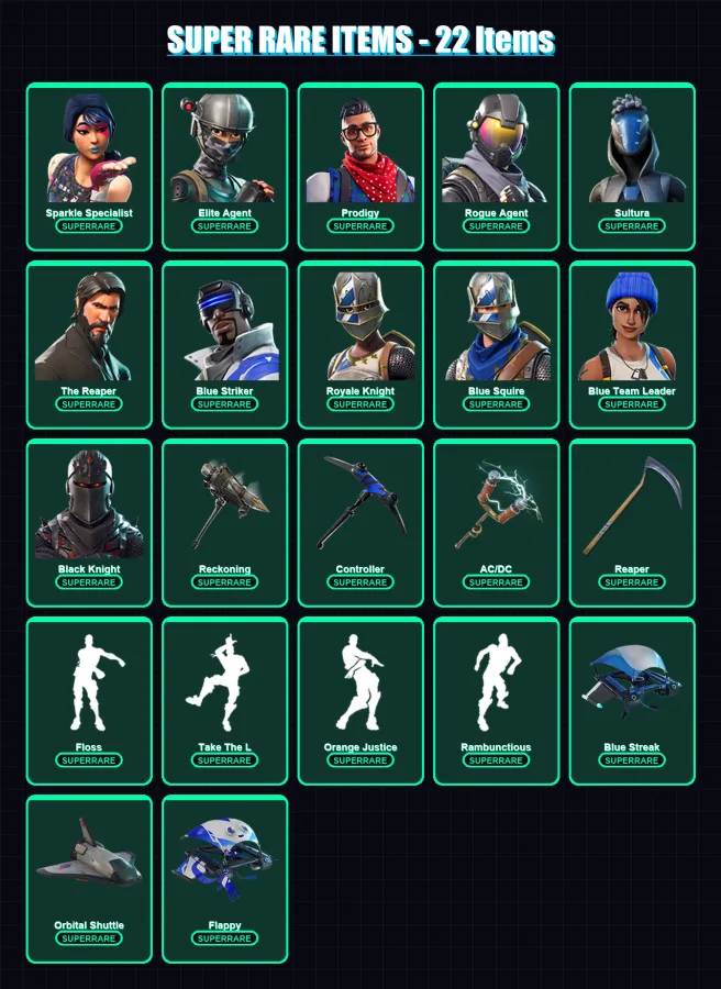 [PS4/PS5/XBOX/PC] | Sparkle Specialist | Elite Agent | Prodigy | Rogue Agent | Sultura | 138 skin | 123 pickaxe | 146 emote | 103 glider | Lv1307