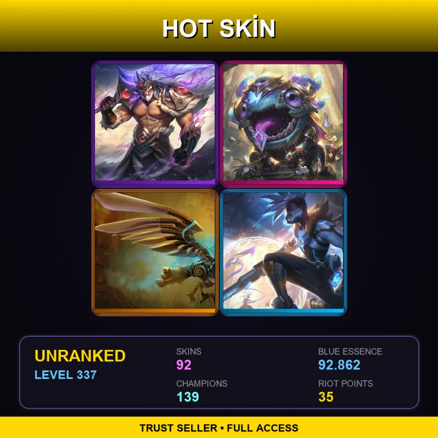 LAN | Lv337 | Unranked | 92 Skin | 139 Champ