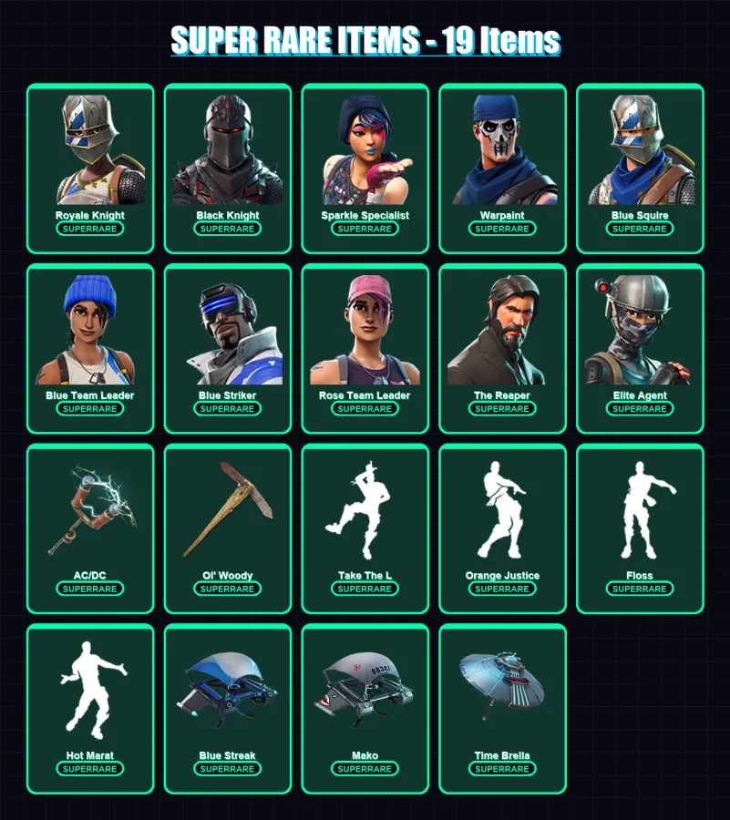 [PS4/PS5/XBOX/PC] | Royale Knight | Black Knight | Sparkle Specialist | Warpaint | Blue Squire | 81 skin | 75 pickaxe | 72 emote | 77 glider | Lv997