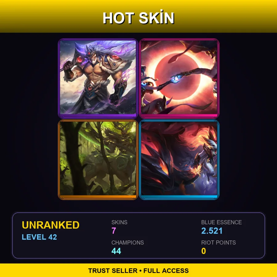 VN | Lv42 | Unranked | 7 Skin | 44 Champ — LoL account