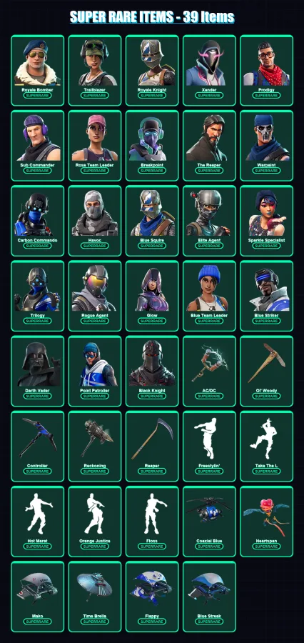 [PC/XBOX/PSN] | Royale Bomber | Trailblazer | Royale Knight | Xander | Prodigy | 172 skin | 147 pickaxe | 162 emote | 158 glider | Lv1730 — Fortnite account