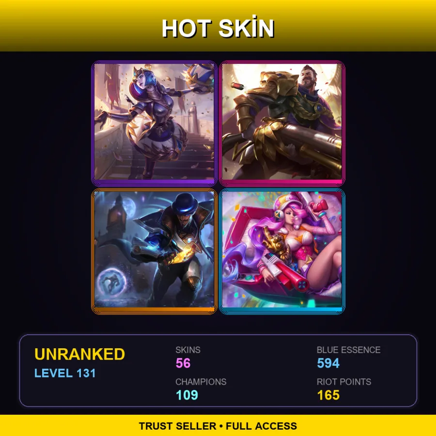 EUW | Lv131 | Unranked | 56 Skin | 109 Champ