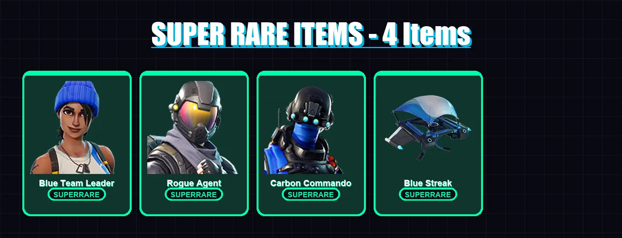 [PC/XBOX/PSN] | Blue Team Leader | Rogue Agent | Carbon Commando | Mission Specialist | Krrsantan | 8 skin | 5 pickaxe | 9 emote | 9 glider | Lv119