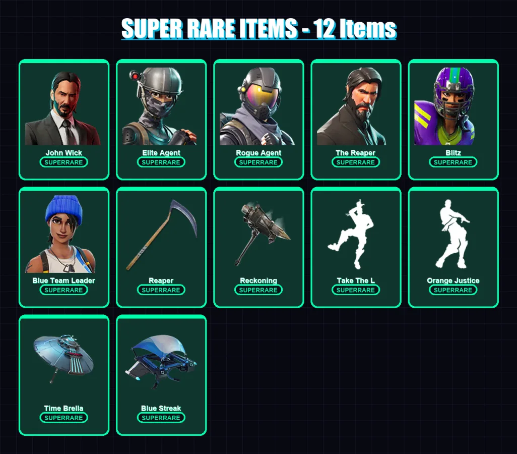 [PS4/PS5/XBOX/PC] | John Wick | Elite Agent | Rogue Agent | The Reaper | Blitz | 95 skin | 66 pickaxe | 69 emote | 76 glider | Lv793