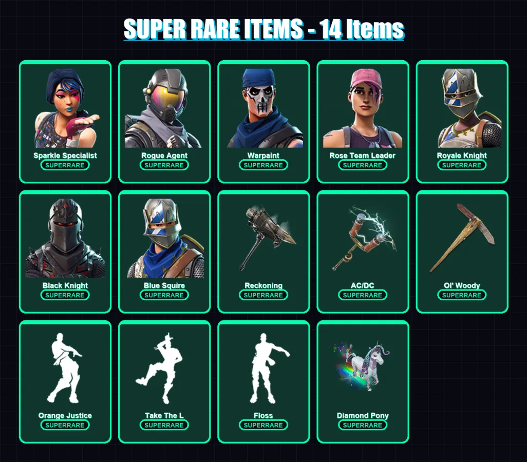 [PS4/PS5/PC] | Sparkle Specialist | Rogue Agent | Warpaint | Rose Team Leader | Royale Knight | 85 skin | 90 pickaxe | 73 emote | 71 glider | Lv786