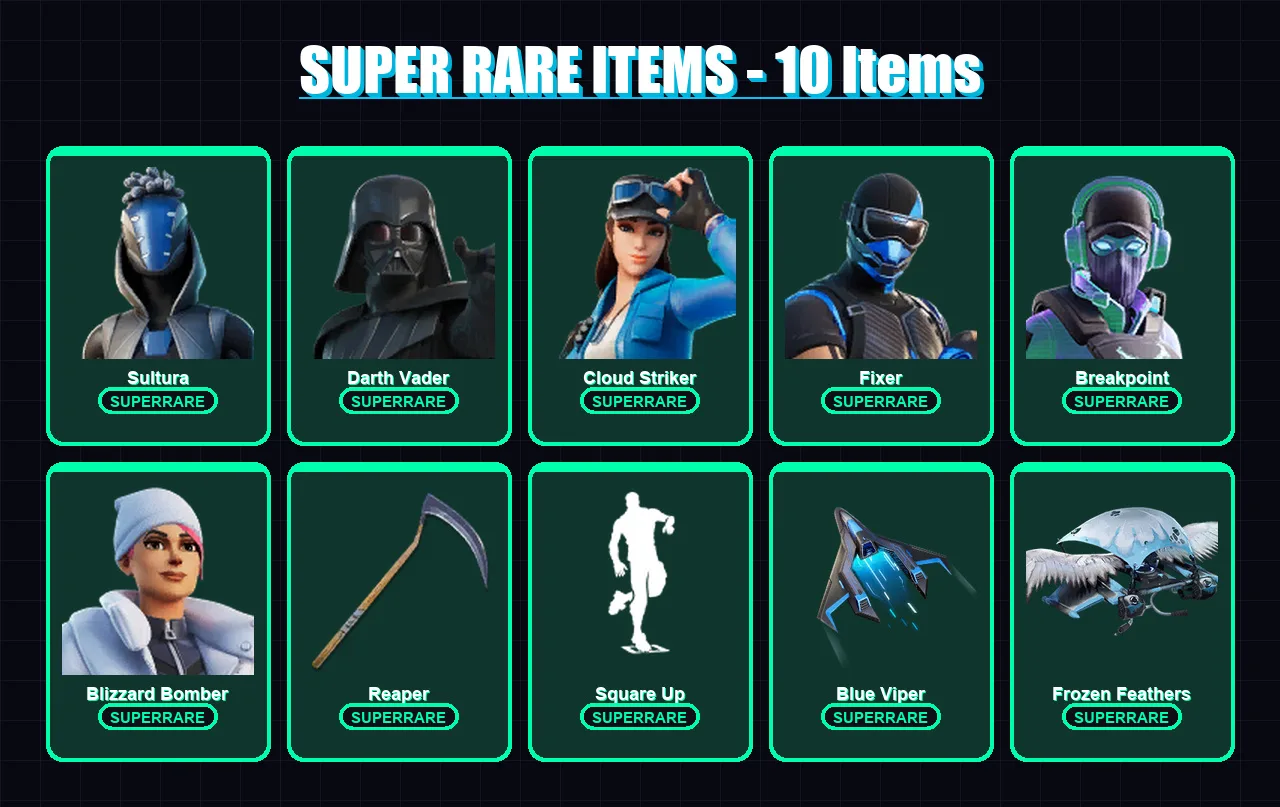 [PS4/PS5/XBOX/PC] | Sultura | Darth Vader | Cloud Striker | Fixer | Breakpoint | 135 skin | 149 pickaxe | 88 emote | 116 glider | Lv1731