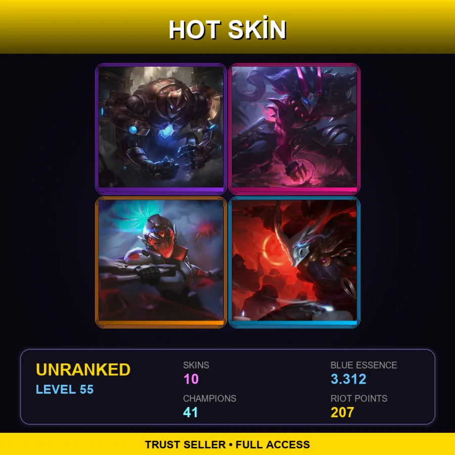 EUNE | Lv55 | Unranked | 10 Skin | 41 Champ — Crime City Jinx