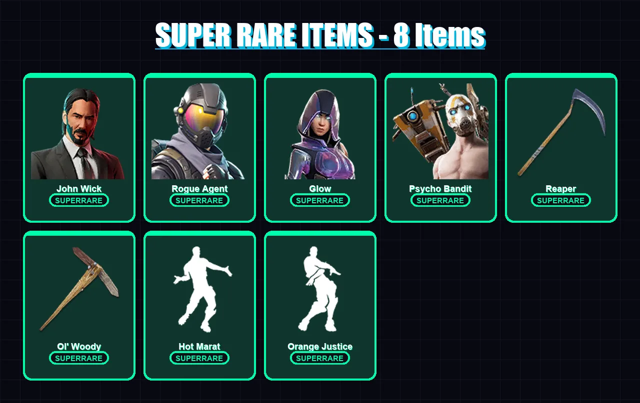 [PC] | John Wick | Rogue Agent | Glow | Psycho Bandit | Gear Specialist Maya | 272 skin | 291 pickaxe | 404 emote | 154 glider | Lv2629