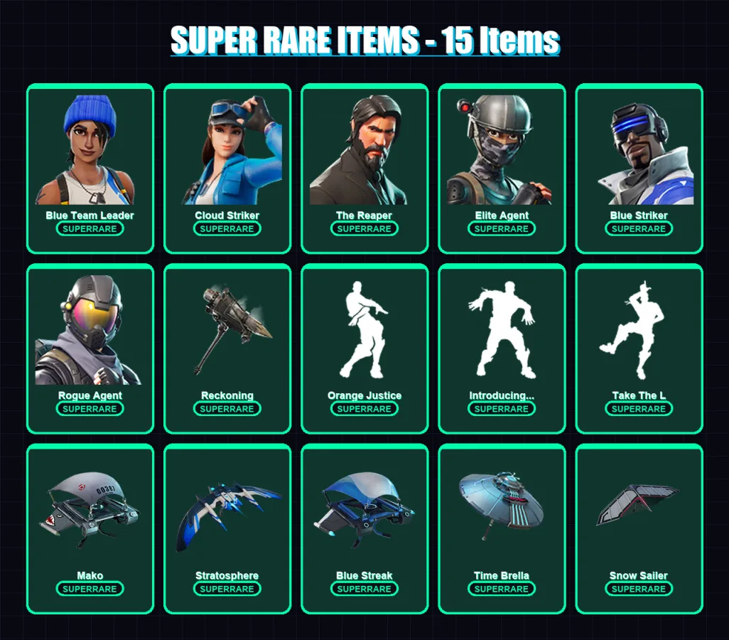[PS4/PS5/XBOX/PC] | Blue Team Leader | Cloud Striker | The Reaper | Elite Agent | Blue Striker | 73 skin | 77 pickaxe | 69 emote | 76 glider | Lv136