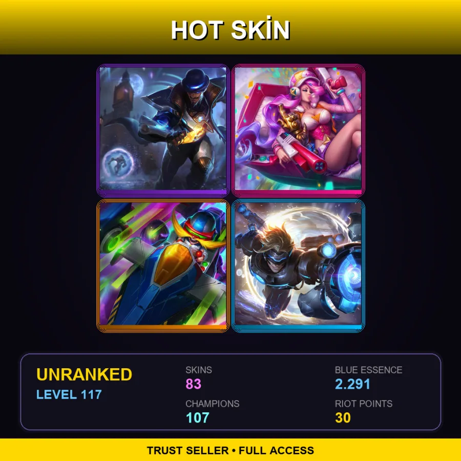 SG | Lv117 | Unranked | 83 Skin | 107 Champ — LoL account