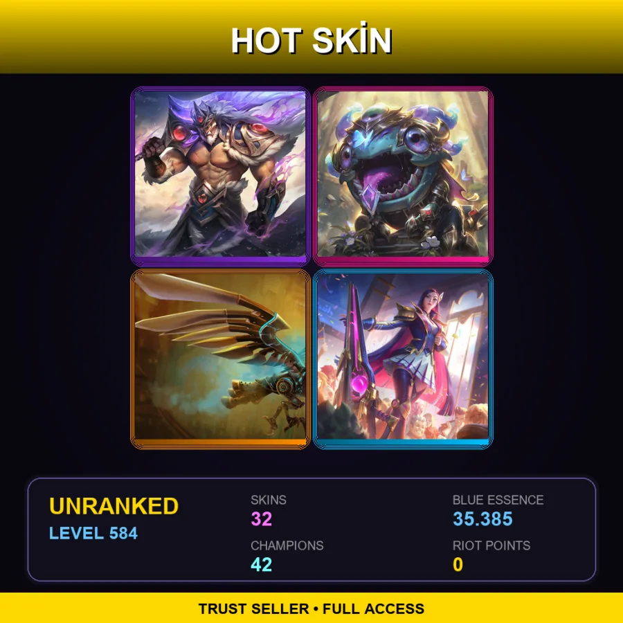 LAN | Lv584 | Unranked | 32 Skin | 42 Champ
