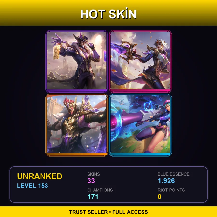 LAN | Lv153 | Unranked | 33 Skin | 171 Champ — Coven Cassiopeia