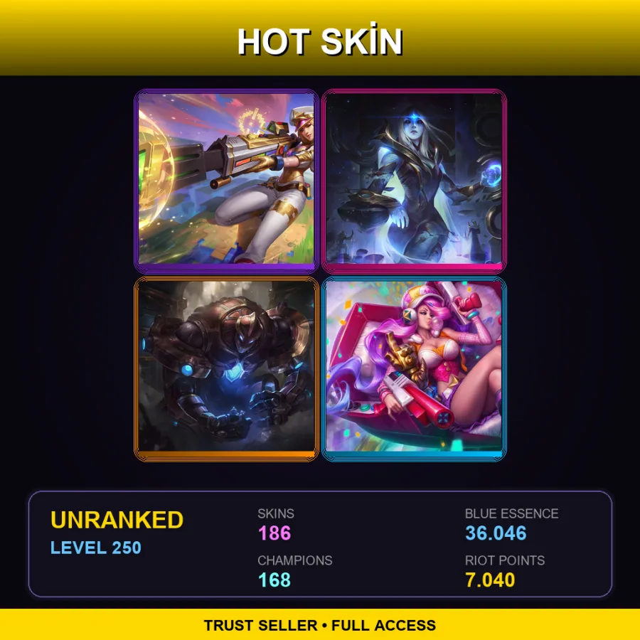 EUW | Lv250 | Unranked | 186 Skin | 168 Champ