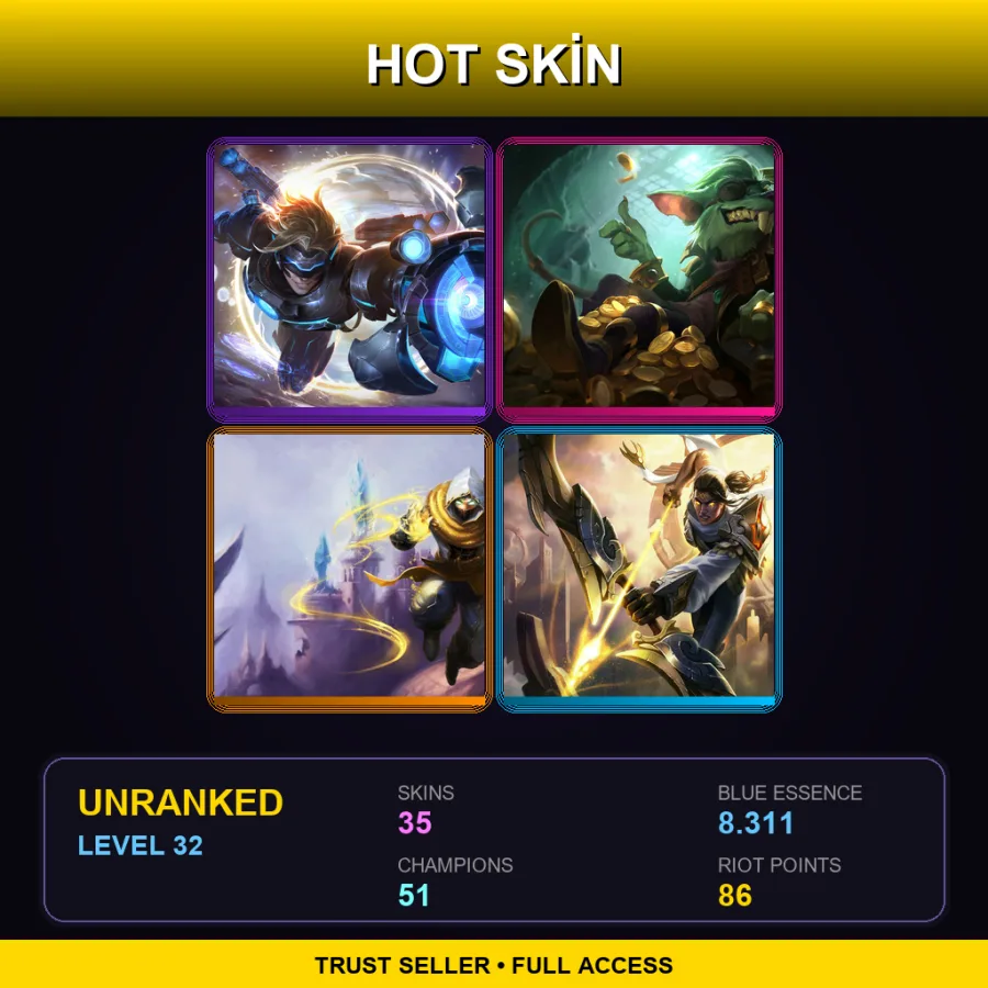 NA | Lv32 | Unranked | 35 Skin | 51 Champ — Unranked / Smurf League of Legends