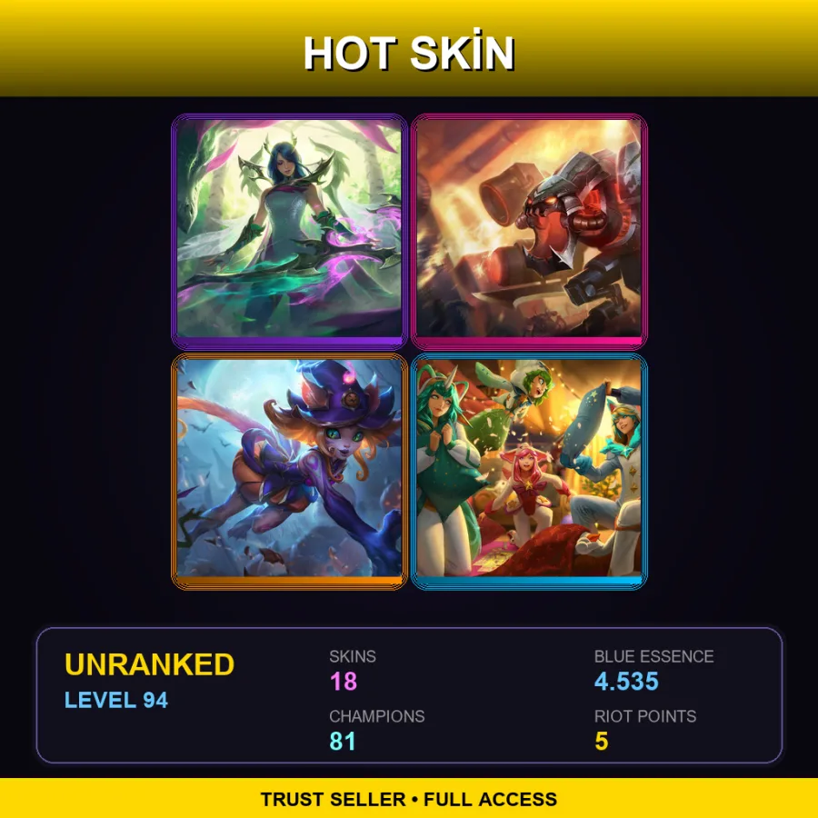 EUNE | Lv94 | Unranked | 18 Skin | 81 Champ