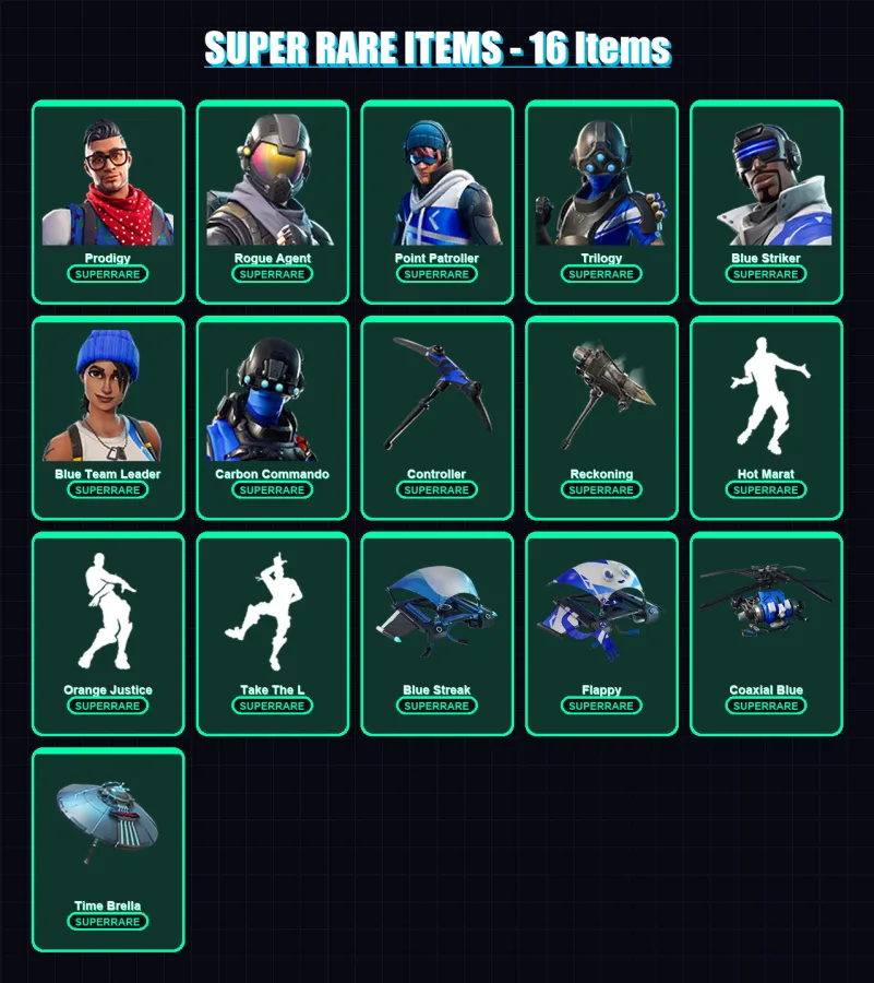 [PS4/PS5/XBOX/PC] | Prodigy | Rogue Agent | Point Patroller | Trilogy | Blue Striker | 81 skin | 61 pickaxe | 67 emote | 66 glider | Lv797