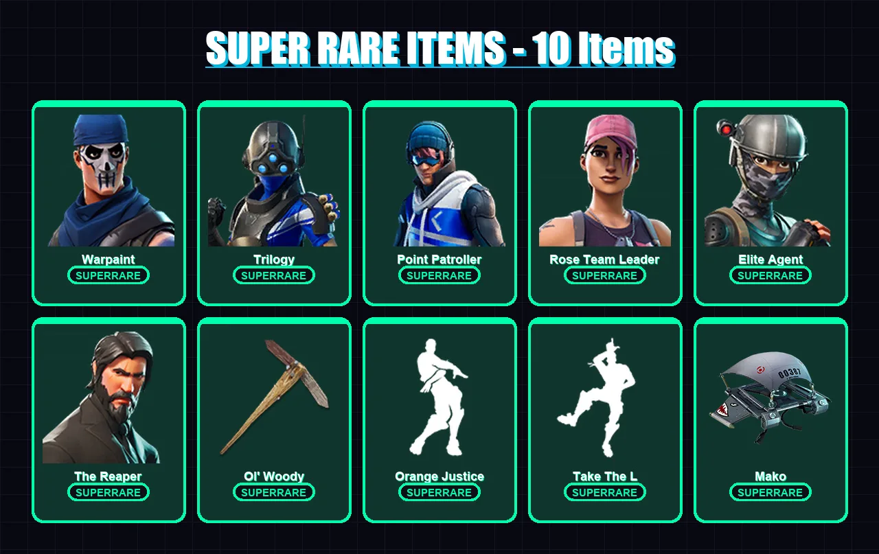 [PC] | Warpaint | Trilogy | Point Patroller | Rose Team Leader | Elite Agent | 20 skin | 22 pickaxe | 28 emote | 23 glider | Lv253 — Fortnite account