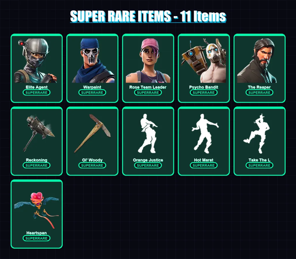 [PC/PSN] | Elite Agent | Warpaint | Rose Team Leader | Psycho Bandit | The Reaper | 124 skin | 93 pickaxe | 93 emote | 100 glider | Lv1373